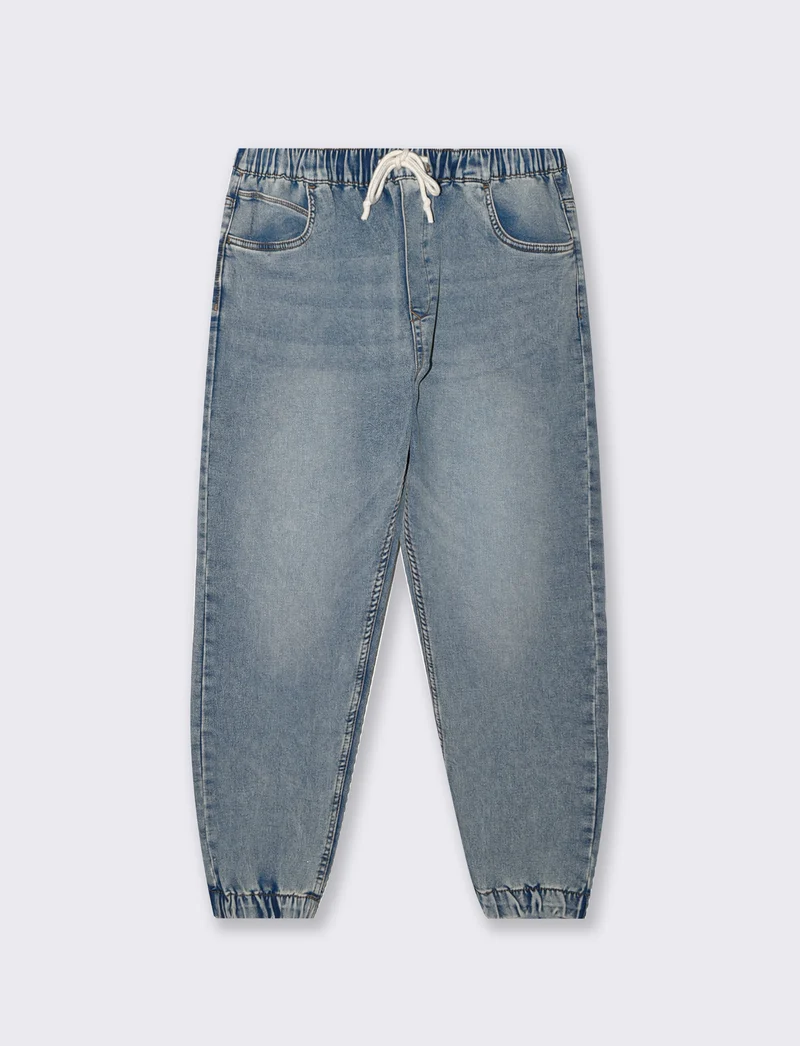 Jeans Jogger Regular Fit Blu Medio Elasticizzati - Denim