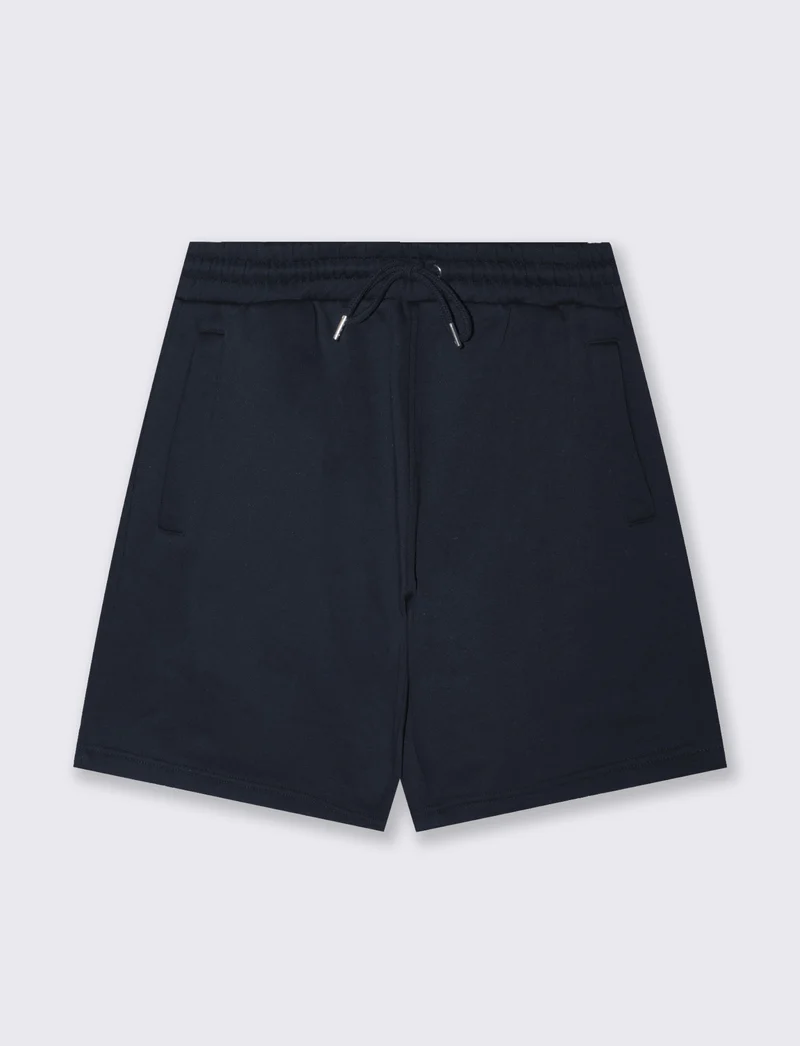 Bermuda in felpa con vita jogger - Blu