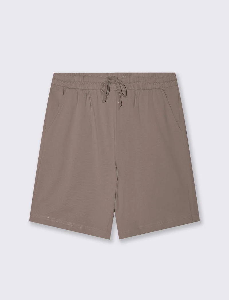 Bermuda Jogger Relaxed Fit in Cotone - Grigio fango