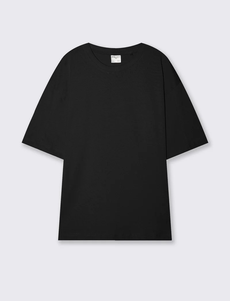 T-shirt uomo jersey relaxed fit maniche corte - Nero