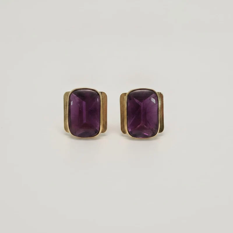 Orecchini bottone con grande pietra - Viola