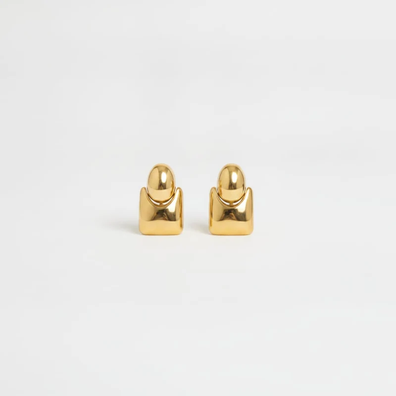 Orecchini clip bottone e quadrato - Oro
