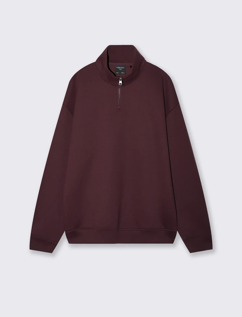 Felpa lupetto zip soft touch relaxed fit - Bordeaux