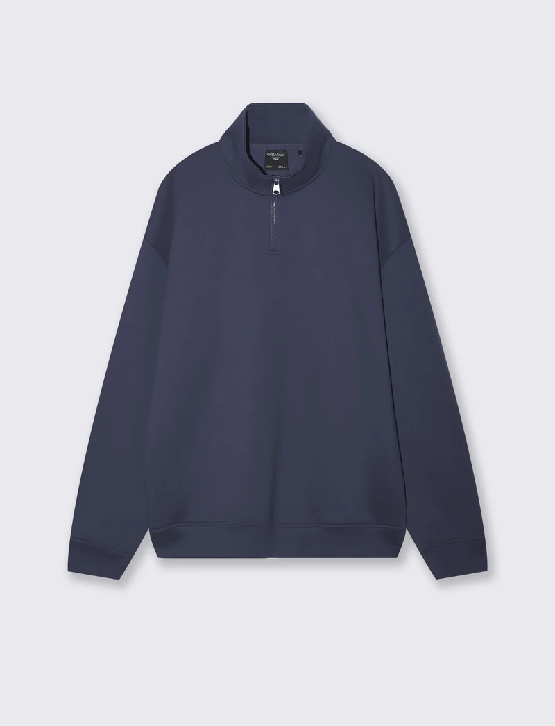 Felpa lupetto zip soft touch relaxed fit - Avion