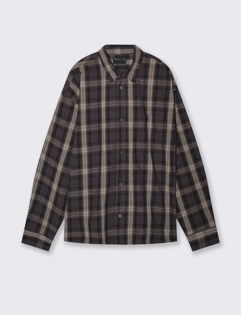 Camicia a Quadri Relaxed Fit in Cotone - Moro