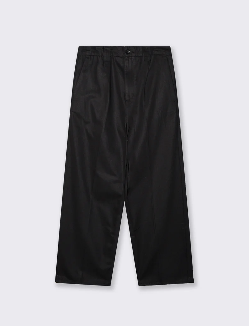 Pantaloni Chino Loose Wide Leg in Cotone - Nero