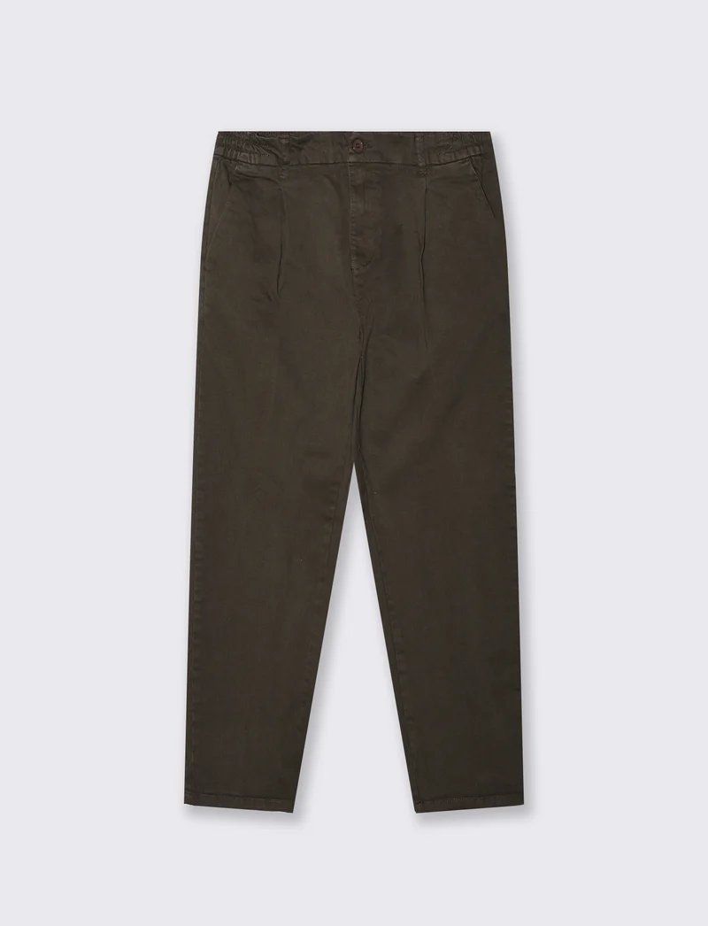 Pantaloni Chino Jogger in Twill Elasticizzati - Moro