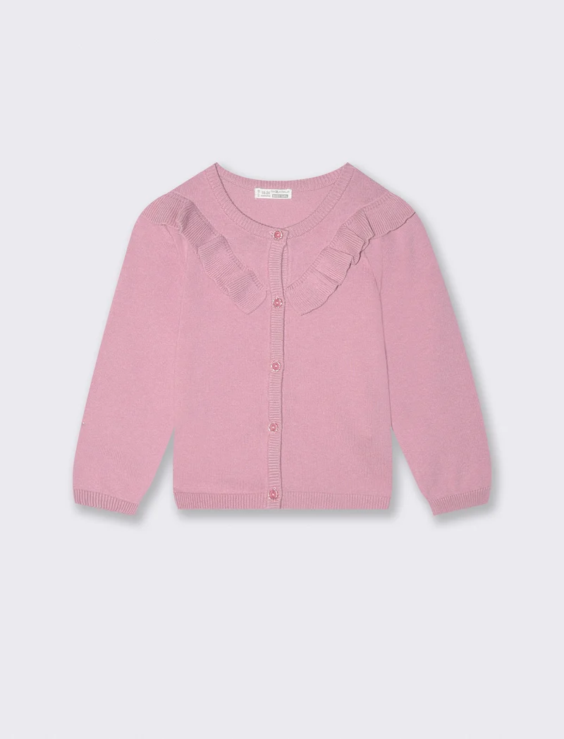 Maglietta con colletto in cotone elegante - Rosa polvere