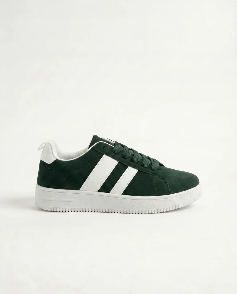 Sneakers da uomo con lacci larghi e inserti - Verde