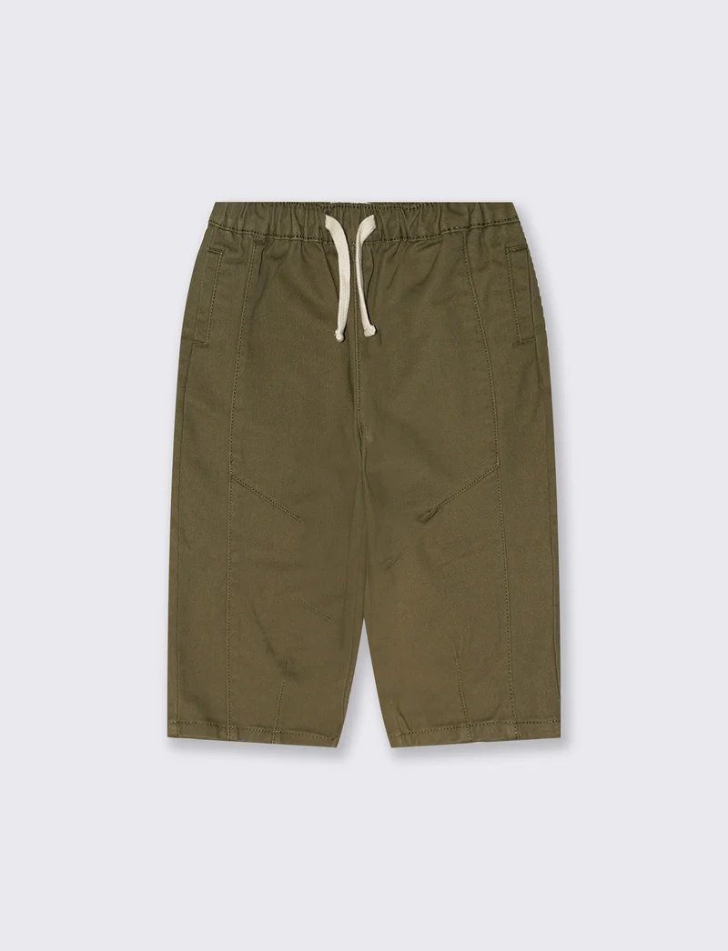 Pantaloni ampi in twill con coulisse - Verde