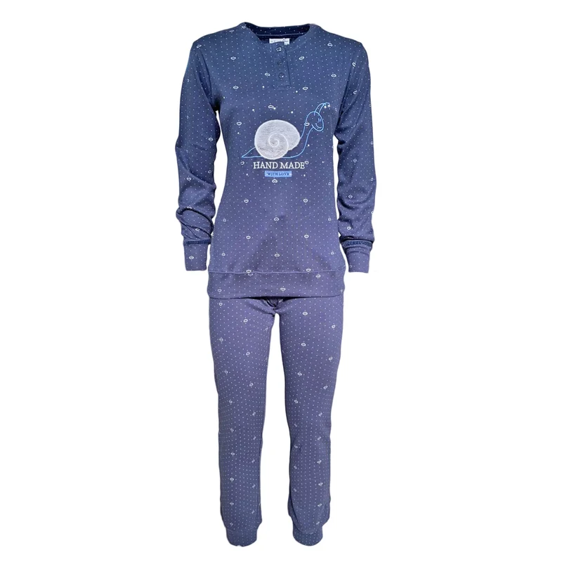 Pigiama serafino invernale lungo donna Interlock caldo cotone Pop Corn 3800