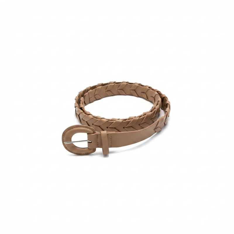 Cintura intreccio fibbia finta pelle - Beige