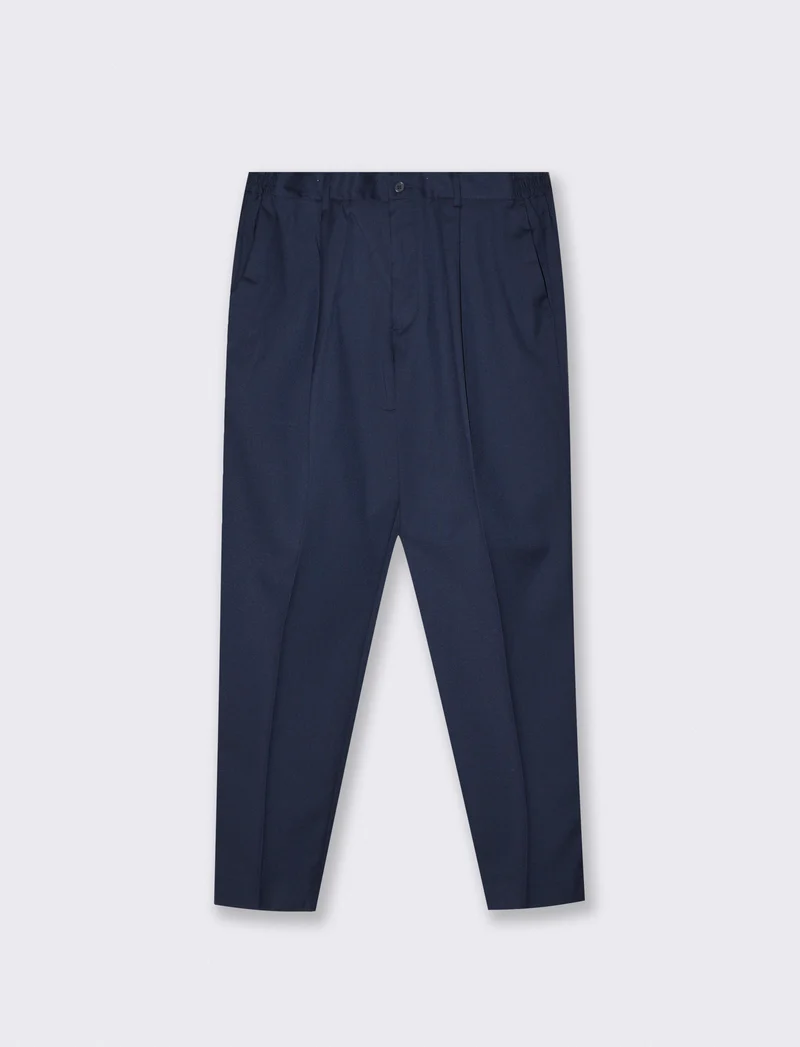 Pantaloni Formal Fit con Vita Elasticizzata - Blu