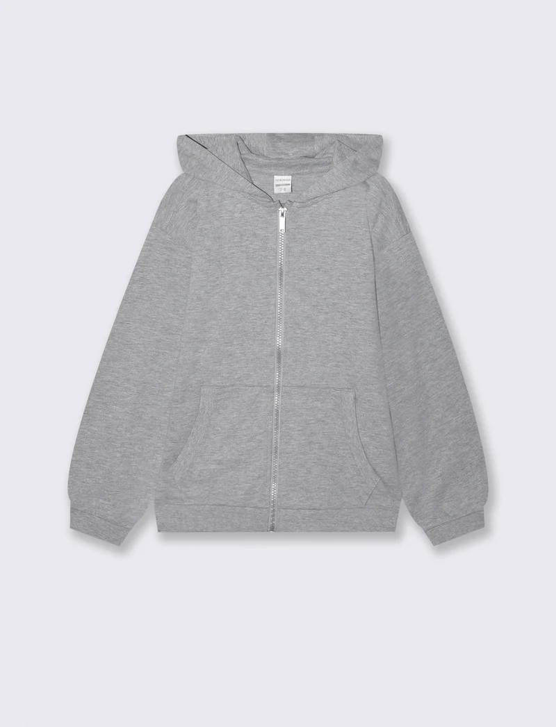 Felpa con cappuccio versatile per tutti - Grigio mel.