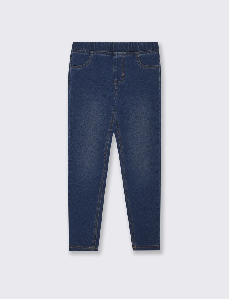 Jeggings in cotone elastico effetto denim - DENIM SCURO