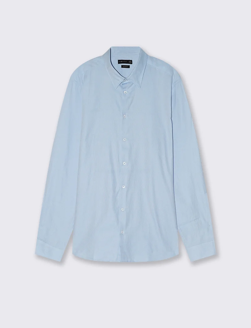 Camicia Oxford Regular Fit con Colletto Francese - Celeste