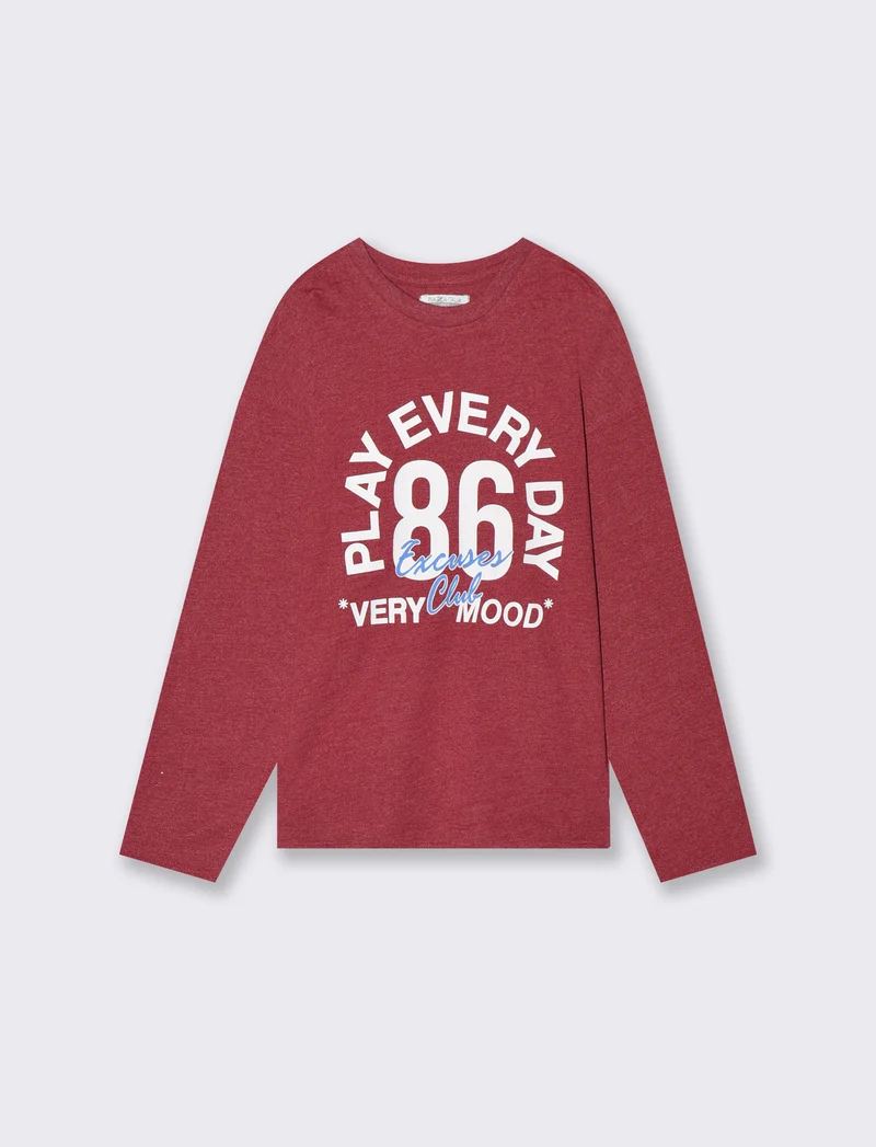 T-shirt fiammata con stampa colorata - Bordeaux