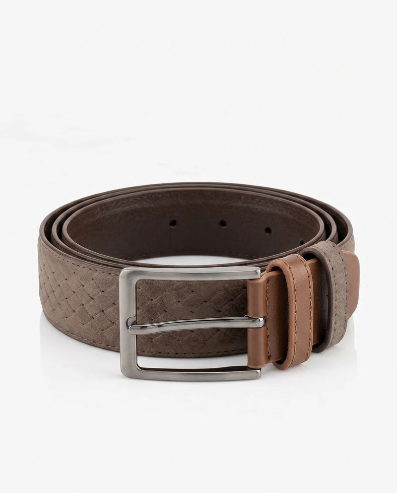 Cintura uomo suede intrecciata fusto - Grigio fango