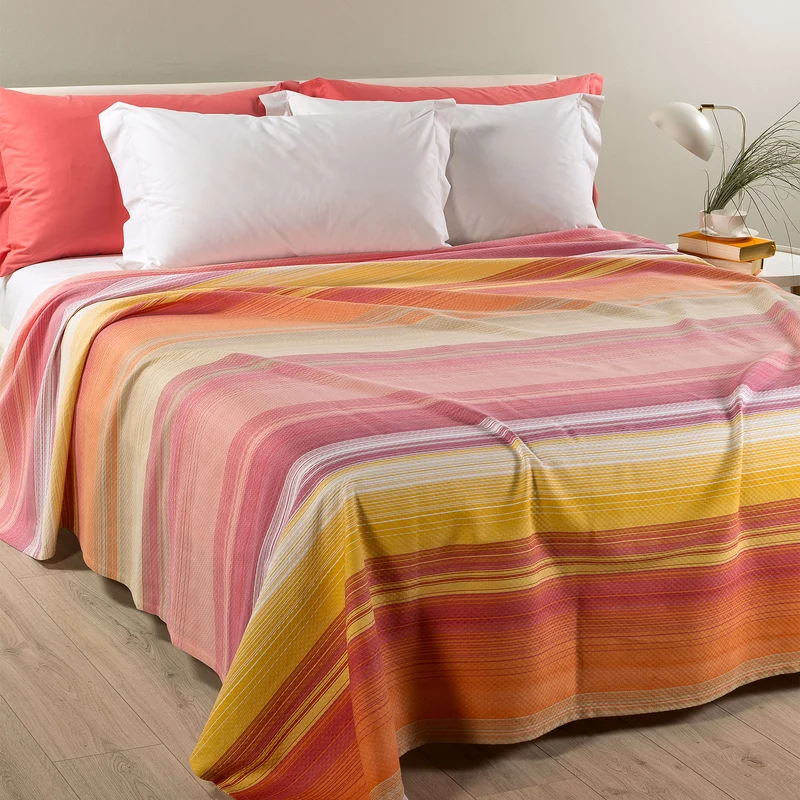 Copriletto Estivo rainbow light Moderno in Cotone Piquet