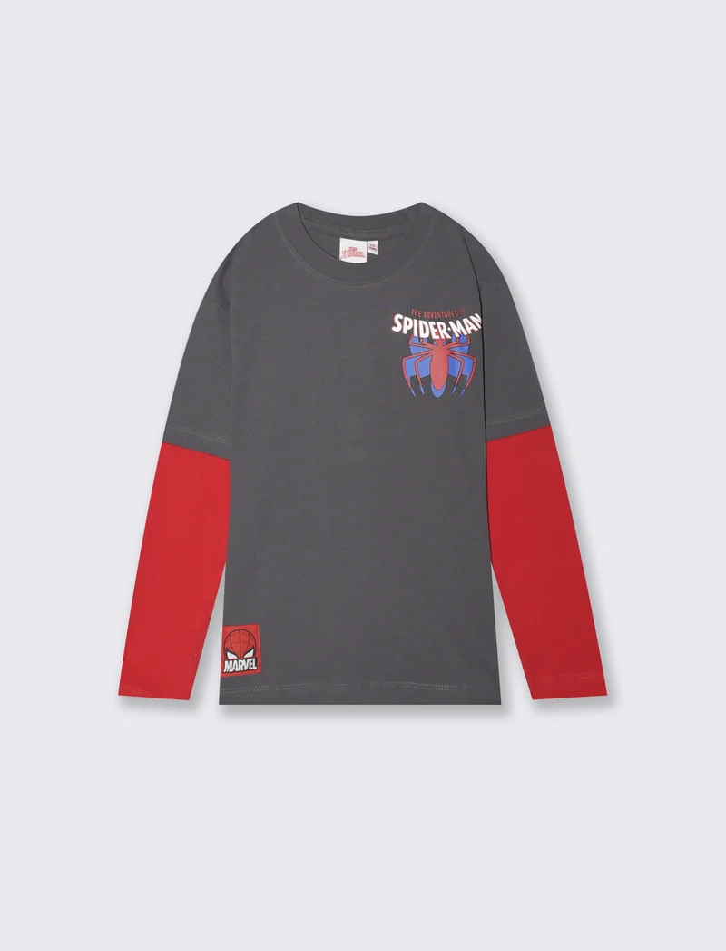 T-shirt maniche lunghe Spider-Man grigia - Grigio piombo