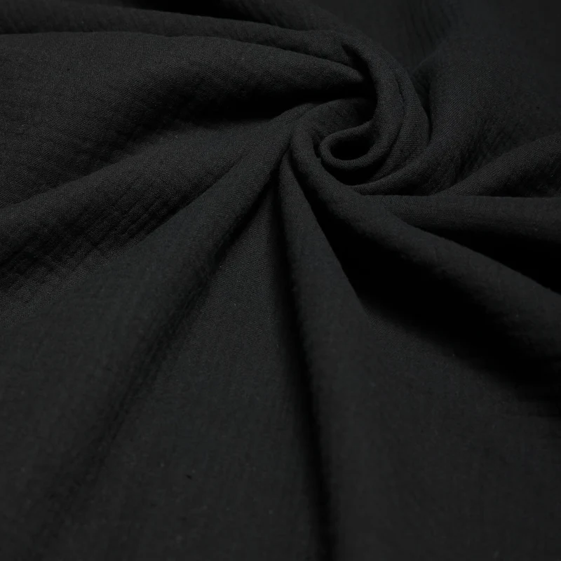 Mussola di Cotone Doppia Garza H 140 cm - NERO