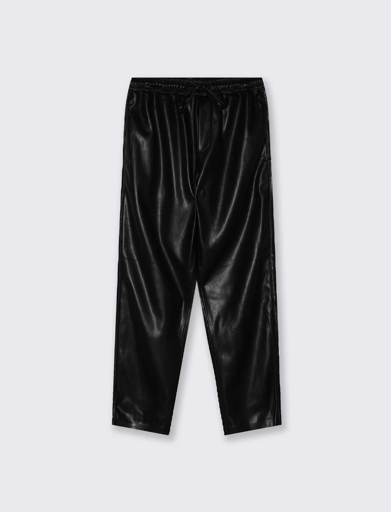 Pantalone con elastico e coulisse - Nero