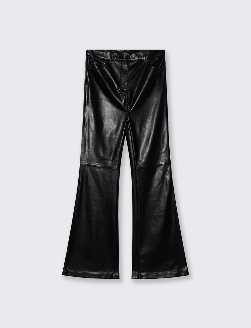 Pantaloni flare in similpelle eleganti - Nero