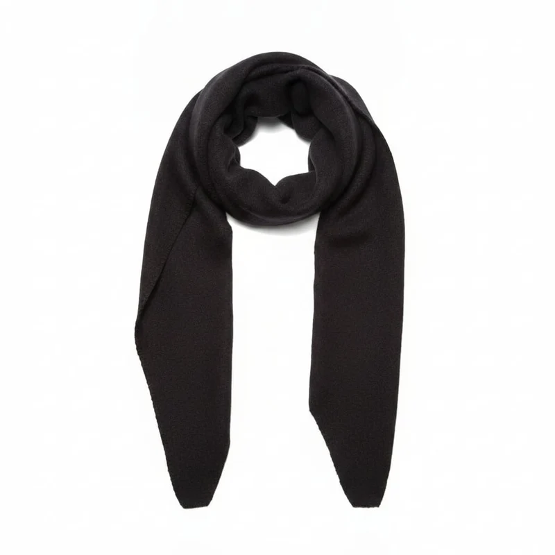 Triangolo sciarpa grande con bordini - Nero