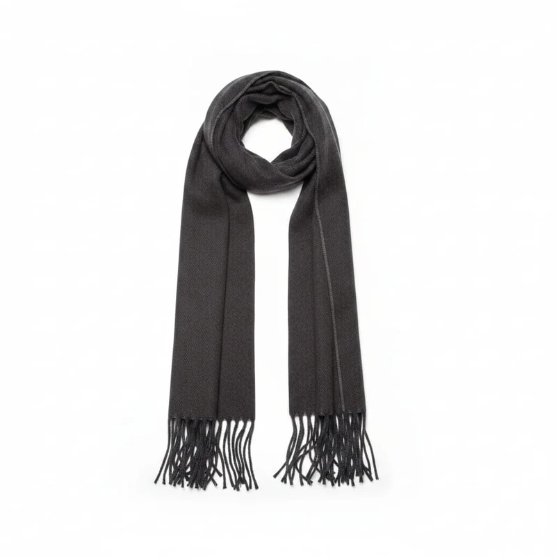 Sciarpa uomo basic con frange eleganti - Nero