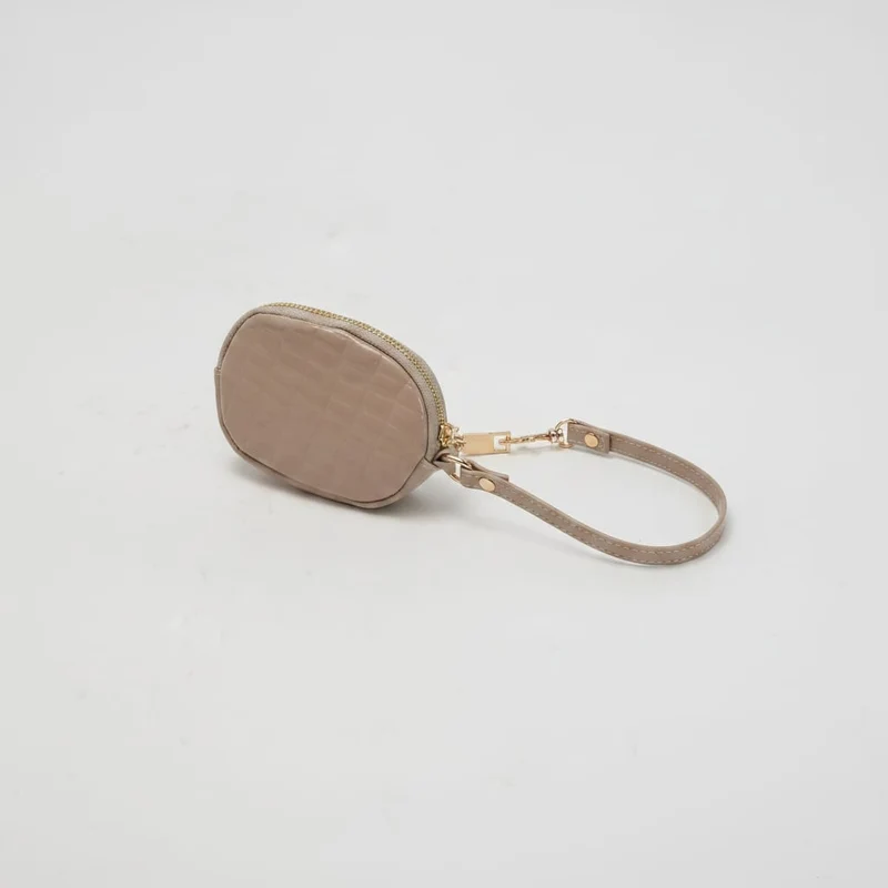 Portamonete ovale cocco lucido - Beige
