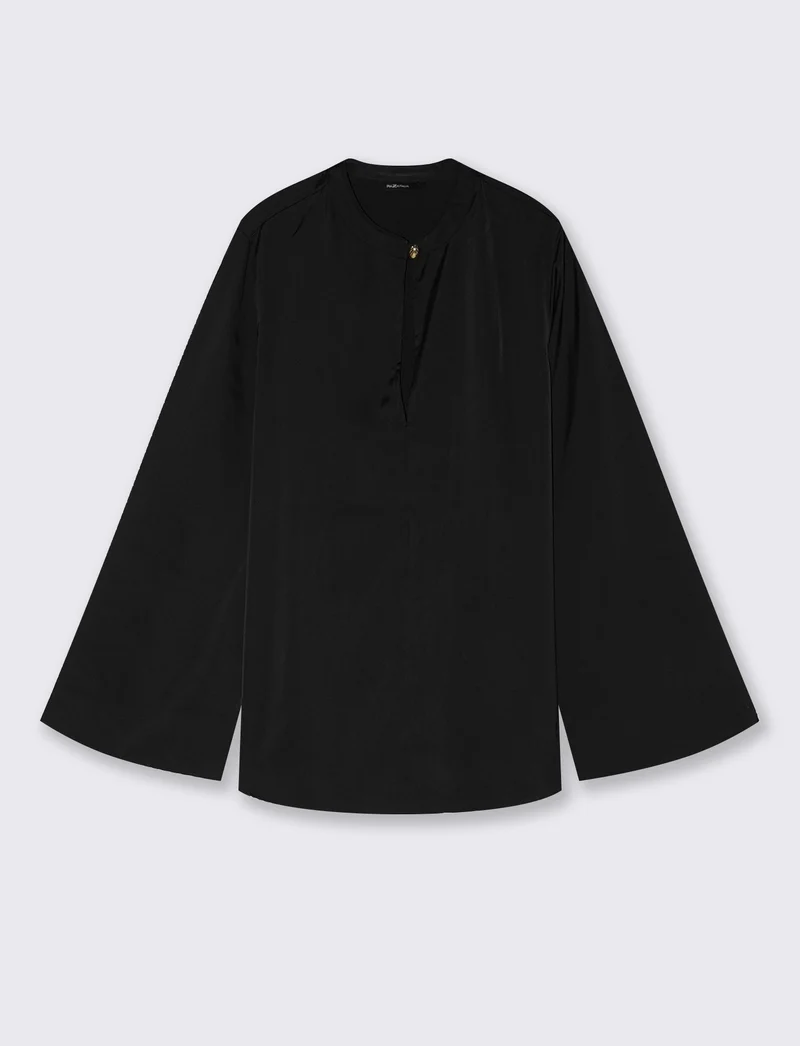 Casacca collo coreano con scollo a goccia - Nero