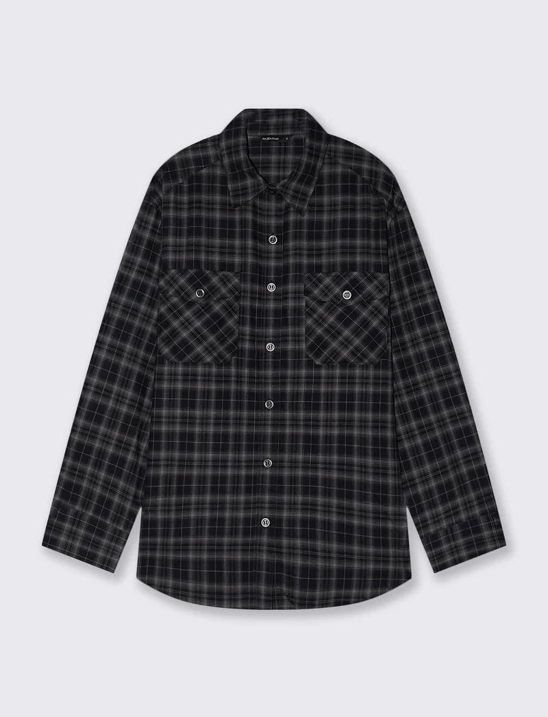 Camicia a quadri manica lunga con tasche - var 2