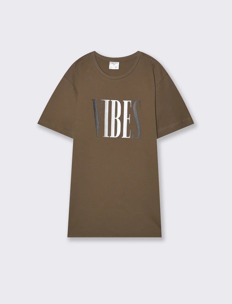 T-shirt cotone con stampa degradè - Verde kaki