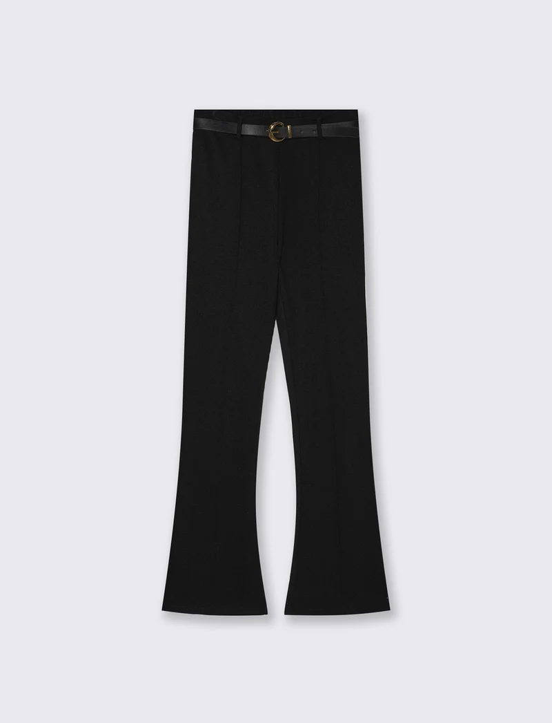 Fuseaux flare con cintura elastica - Nero