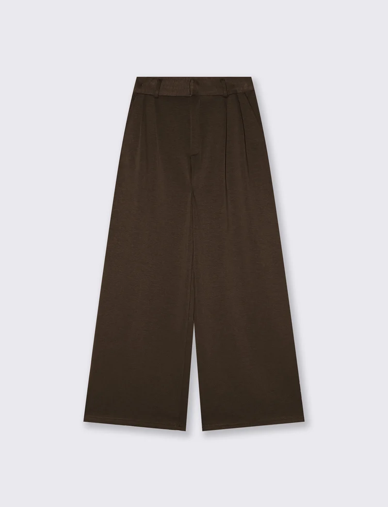 Pantalone palazzo con pinces e tasche - Moro