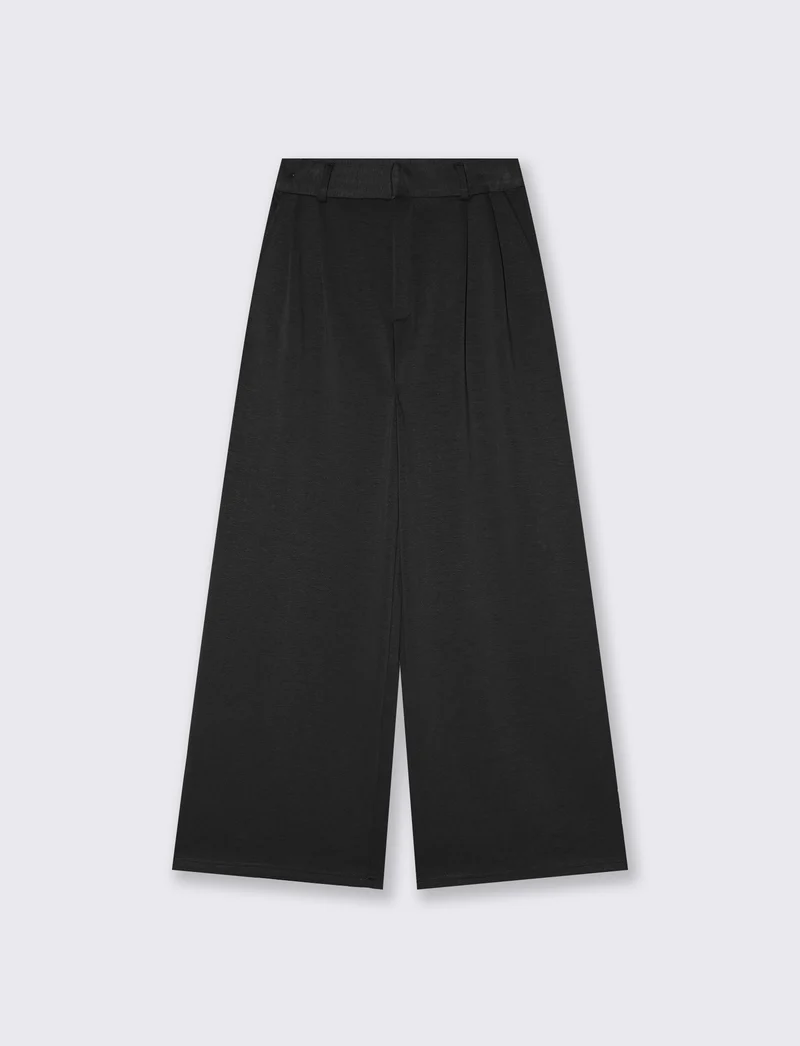 Pantalone palazzo con pinces e tasche - Nero