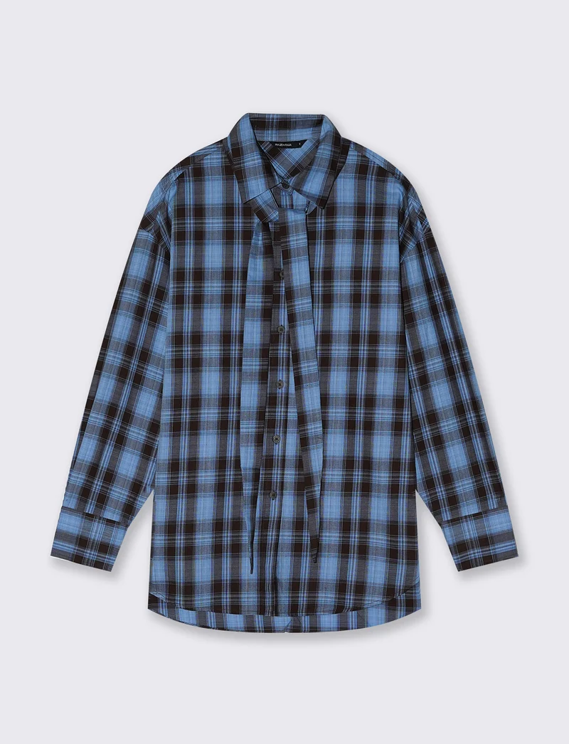 Camicia in cotone con fusciacca al collo - var 2