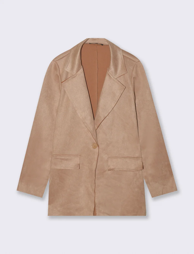 BLAZER IN TESSUTO EFFETTO DAINETTO - Cammello