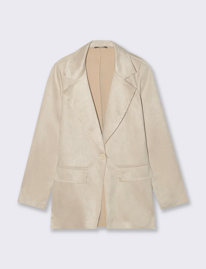 BLAZER IN TESSUTO EFFETTO DAINETTO - Vaniglia