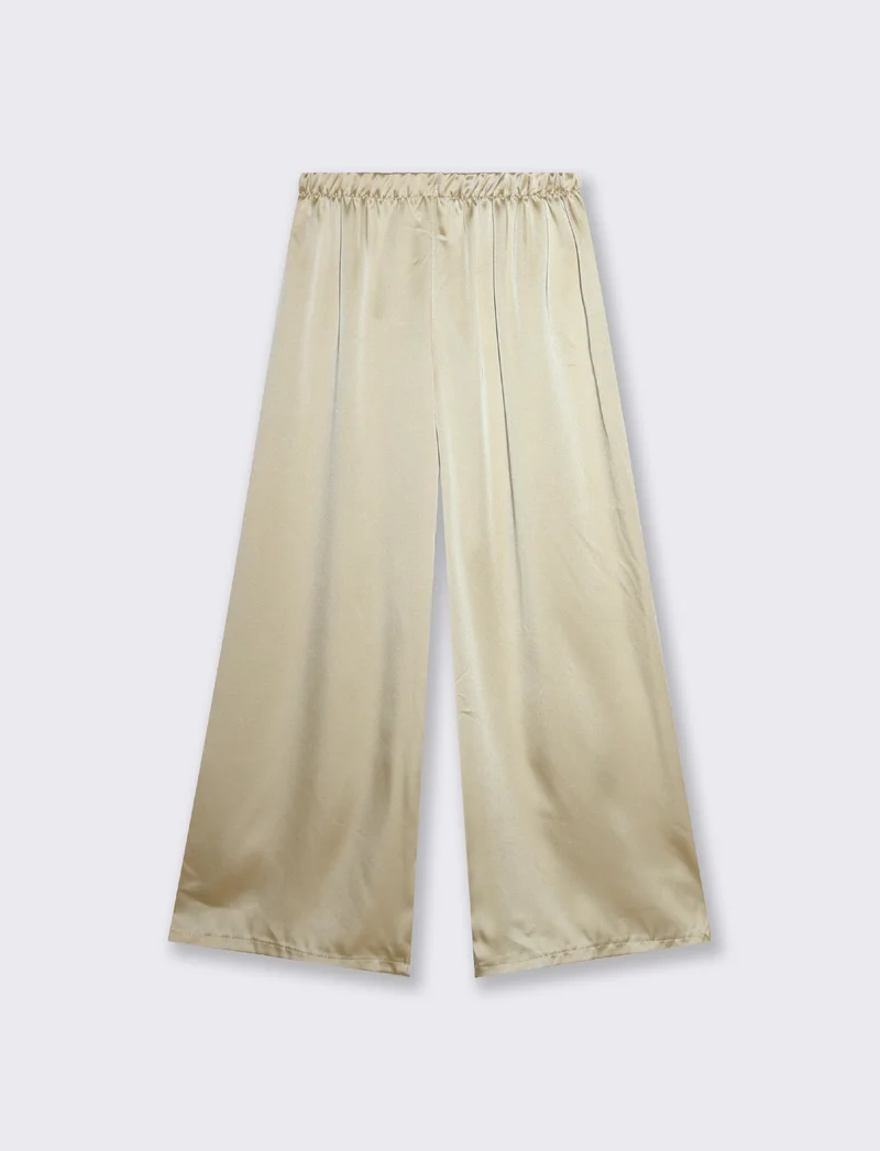 PANTALONE IN SATIN - Beige champagne