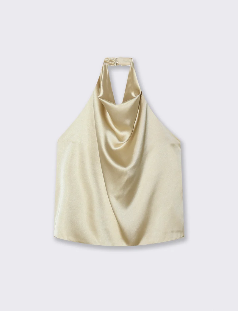 TOP HALTERNECK - Beige champagne