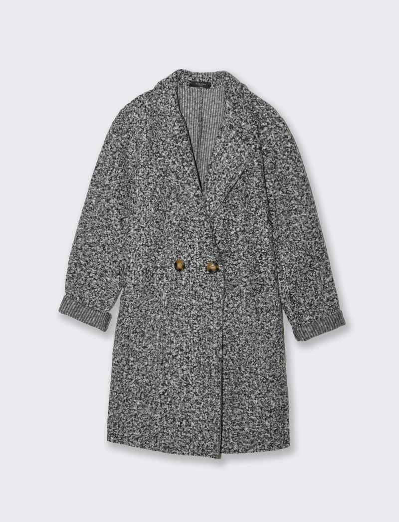 CAPPOTTO IN TESSUTO ARRICCIATO - Grigio chiaro mel.