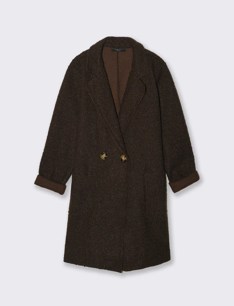 CAPPOTTO IN TESSUTO ARRICCIATO - Moro