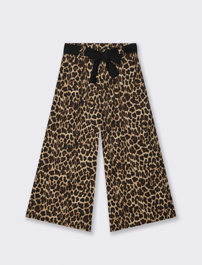 Pantalone stampato con cintura in tessuto - Maculato