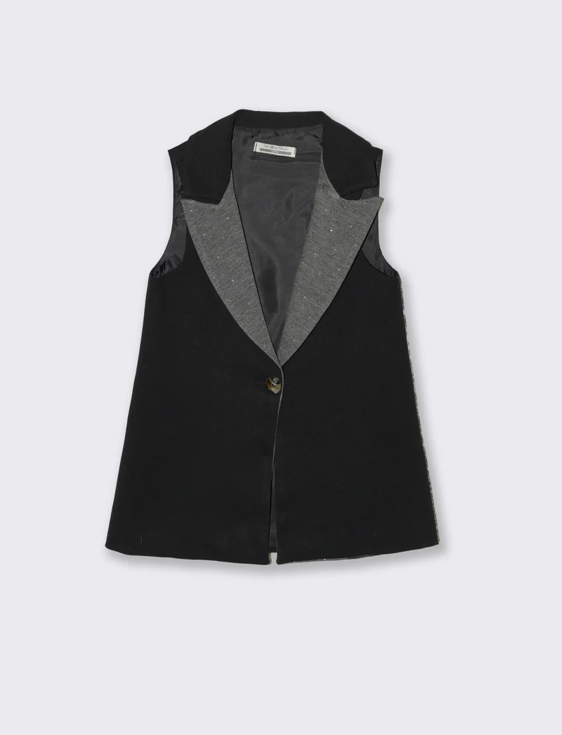 Gilet in punto milano da bambina - Nero