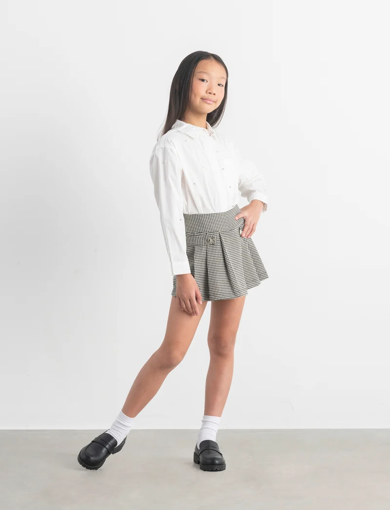 Short finta gonna in pied de poul. - Fantasia