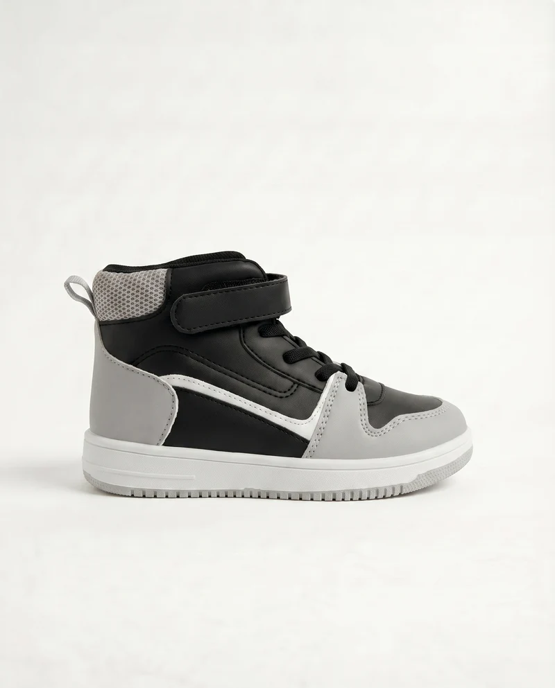 Sneakers a collo alto con strappo nero - Nero