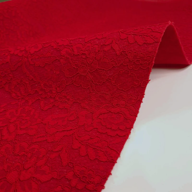 Feltro Lana con Pizzo H 135 cm - ROSSO