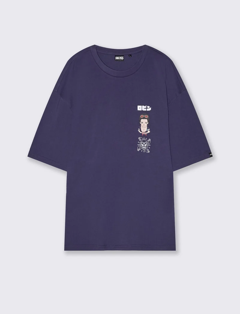 T-shirt One Piece uomo girocollo boxy fit - Viola