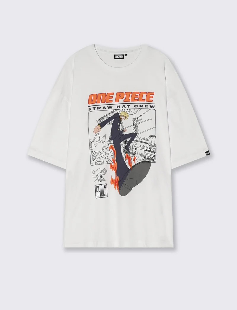 T-shirt One Piece uomo girocollo boxy fit - Bianco